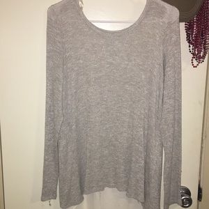 Glittery long sleeve hi-lo blouse
